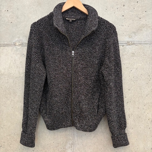 Athleta Swissvale Bomber Sweater, Heather Grey/Black, size Medium - Picture 3 of 14